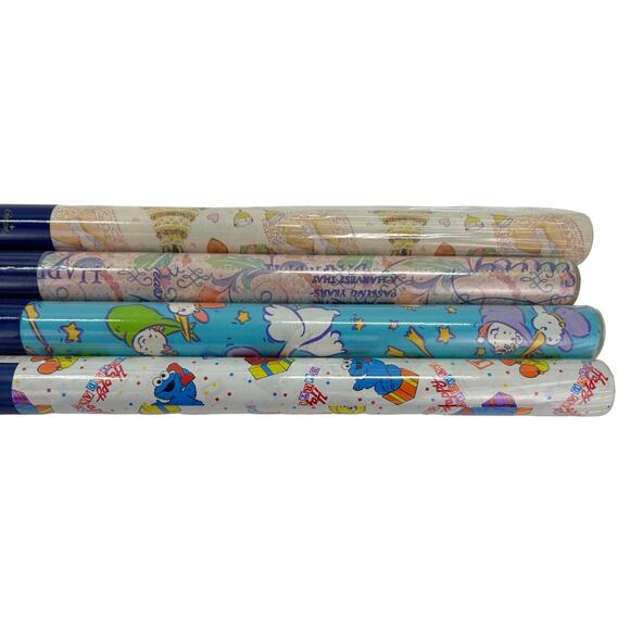 4 Vintage Gibson Wrapping Paper Gift Wrap Rolls 12.5 Sq Feet New Big Bird, Girls - Picture 4 of 5